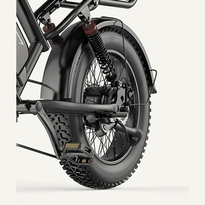 Rear wheel, motor and shock of the Volt